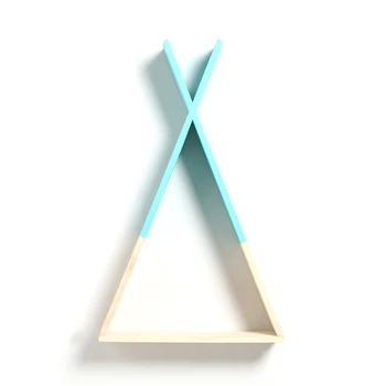 

Triple-cornered Wall Frame House Shelf Display Rack Decorate Living Room Bedroom Children Room Crafts Storage Rack Blue