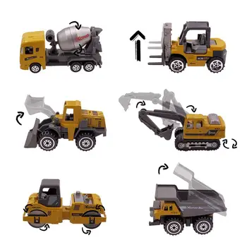 

6Pcs Kids Mini Engineering Vehicle Models Street Roller Forklift Bulldozer Toys Forklift Road Roller Car Set Gift Boy Kids