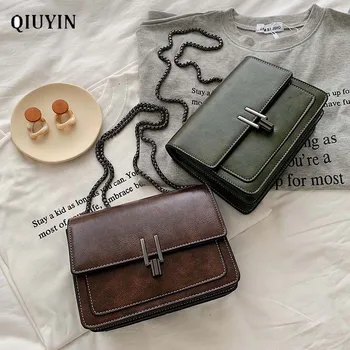 

Qiuyin Harajuku Vintage Luxury Brand Solid Purse Women's/female/ladies Handbags Fashion Purse Small Square Bag Leather Shoulder