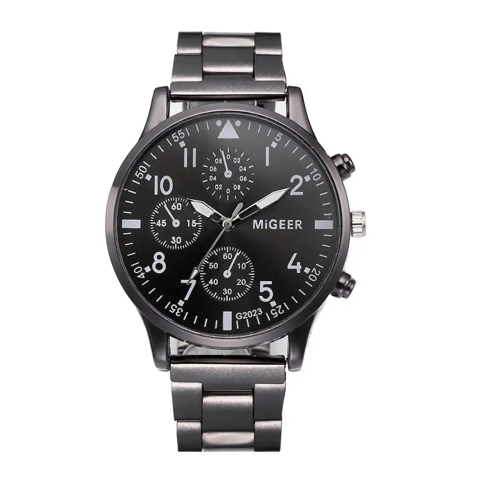 C MIGEER Montre Homme блестящие часы-браслет с кристаллами, Мужские Аналоговые Кварцевые повседневные наручные часы с циферблатом, часы из нержавеющей стали Q1 - Цвет: C