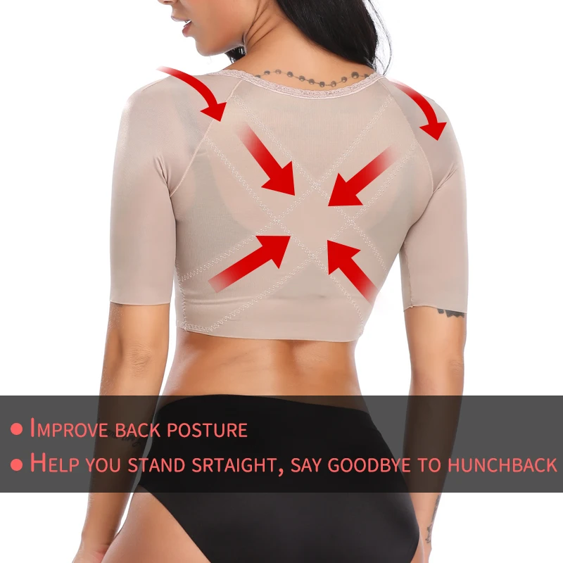 Upper Arm Shaper Post Surgical Slimmer Compression Sleeves Humpback Posture Corrector Tops Women Shoulder Shapewear Back Support yummie shapewear