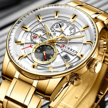 

Watch Men Top Luxury Brand CURREN Gold Sport Waterproof Quartz Watches Mens Chronograph Date Male Clock relogios masculino