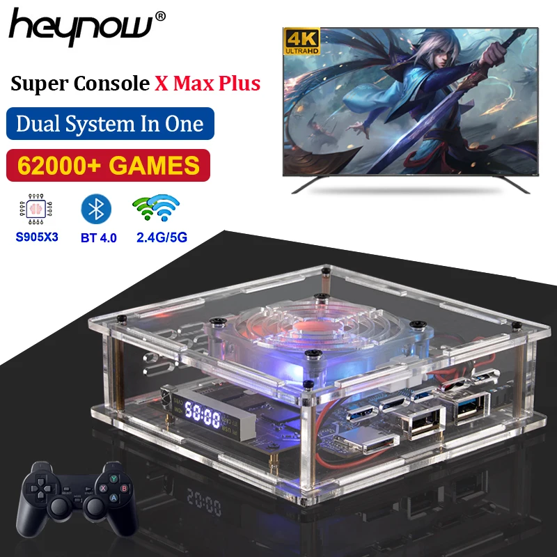 HEYNOW New Classic Retro Super Console X Max Plus S905X3 CPU 62000+ Games WiFi HD Retro TV Video Game Player For SS/N64/PS1/NDS - ANKUX Tech Co., Ltd