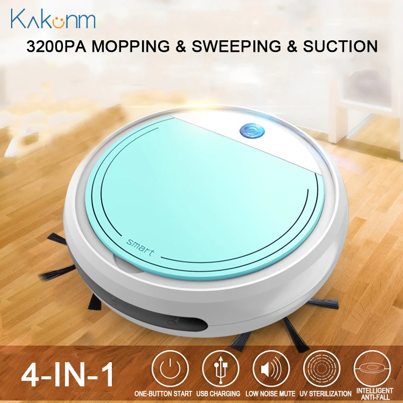 

Rechargeable Smart Vacuum Cleaners Robot 4 in 1 3200pa USB Auto Smart Sweeping Dry Wet Mop UV Sterilizer Strong Suction Sweeper