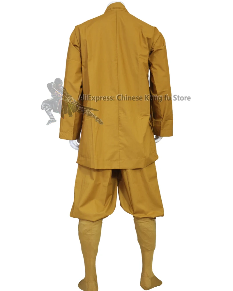 Uniforme monge shaolin de algodão roupão budista artes marciais kung fu roupa de meditação