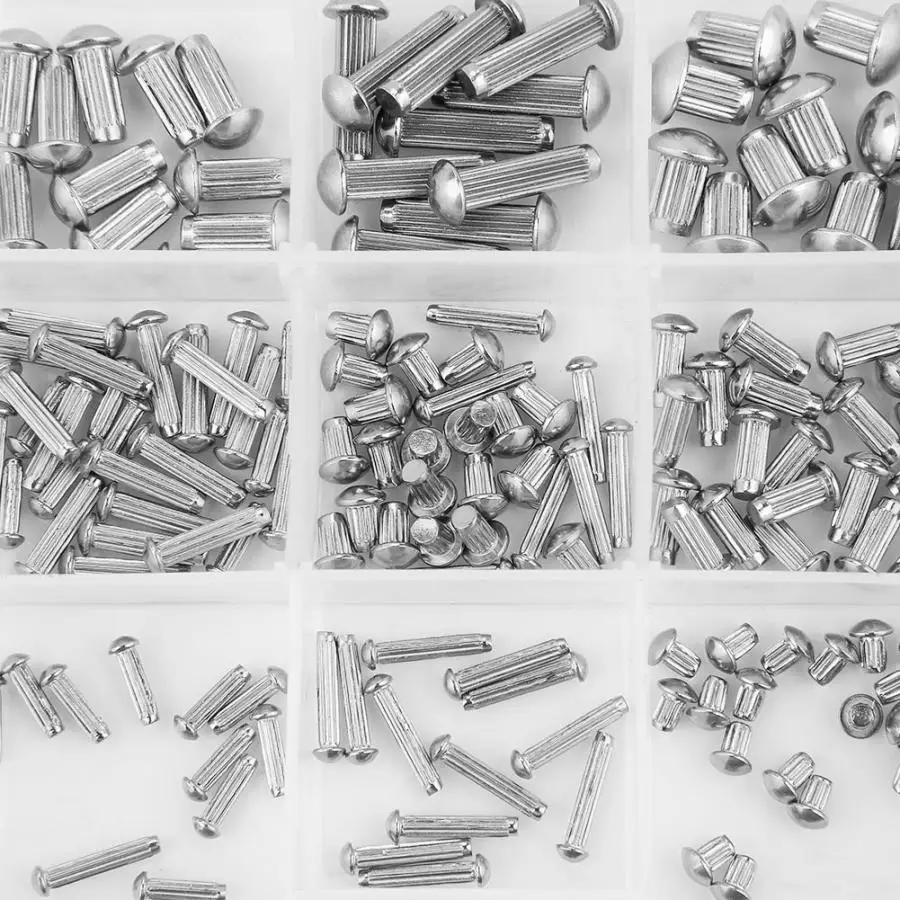 

250Pcs/set M2-M5 Stainless Steel Round Knurled Shank Solid Rivets Assortment Set nut for wood