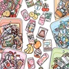 Juego de pegatinas de la serie de alimentos, álbum diario adhesivo de papelería Kawaii de dibujos animados, álbum decorativo de papelería, álbum de planificador con collage, 40 Uds. ► Foto 1/6