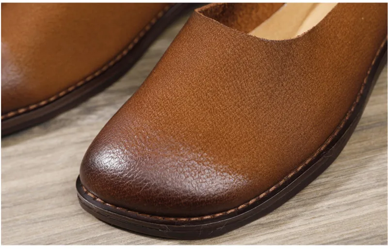Vintage 2020 New Flat Loafes Shoes Women Genuine Leather Retro Matte Cow Leather Casual Soft Bottom Flats Mother Shoes Handmade (9)
