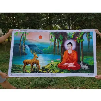 

Cross Stitch Buddha Under The Linden Tree Painting Handmade Cross Stitch Decorative Painting Home Decor Buddha And Deer