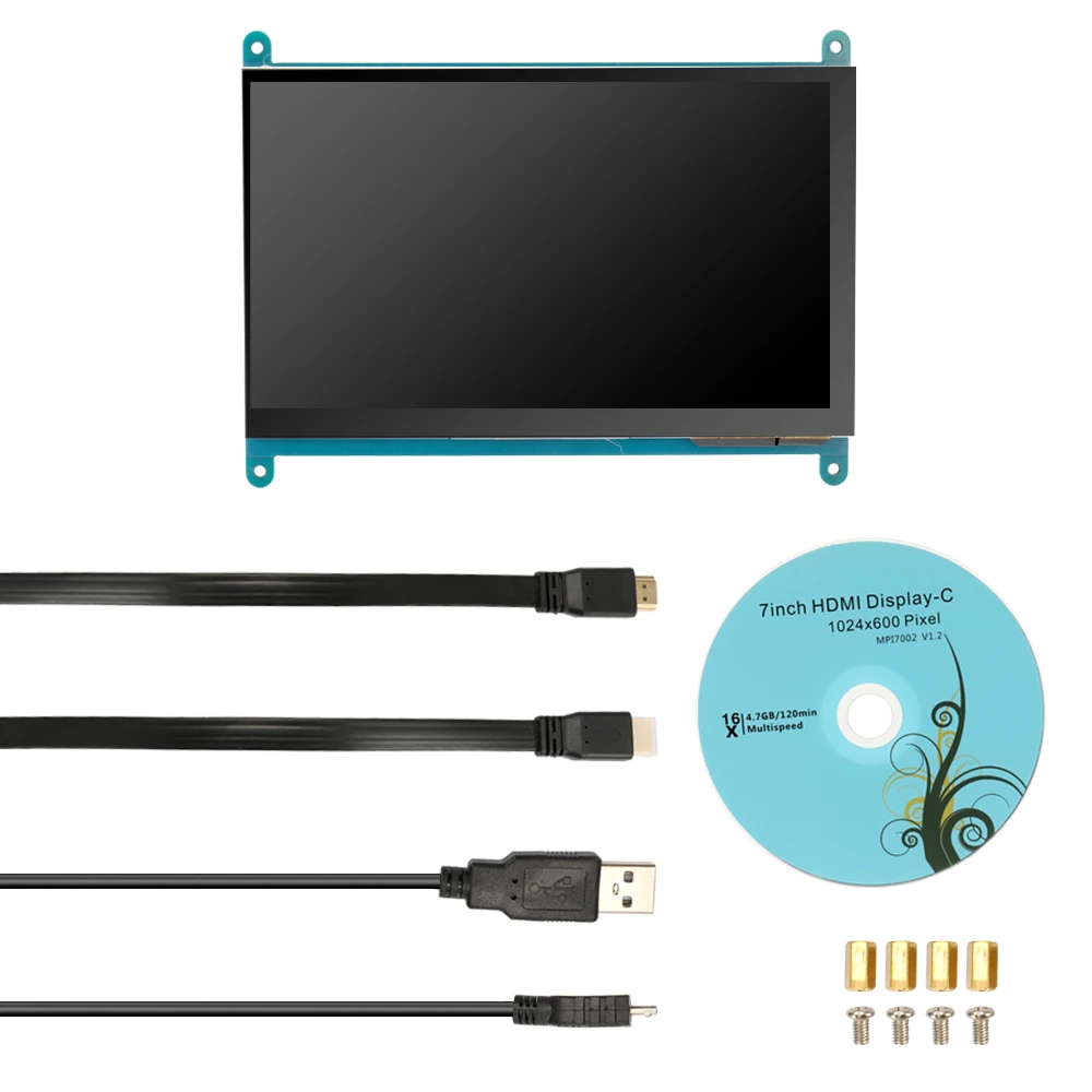 

7 Inches LCD Touching Screen for Raspberry Pi 1024*600 Display-C Support Various Systems DIY Module Kit