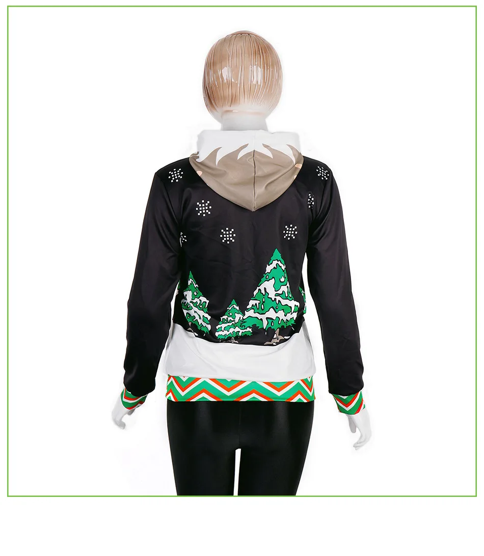 Anime Christmas cartoon new Christmas holiday reindeer 3D code printing hooded sweater cosplay costume anime unisex