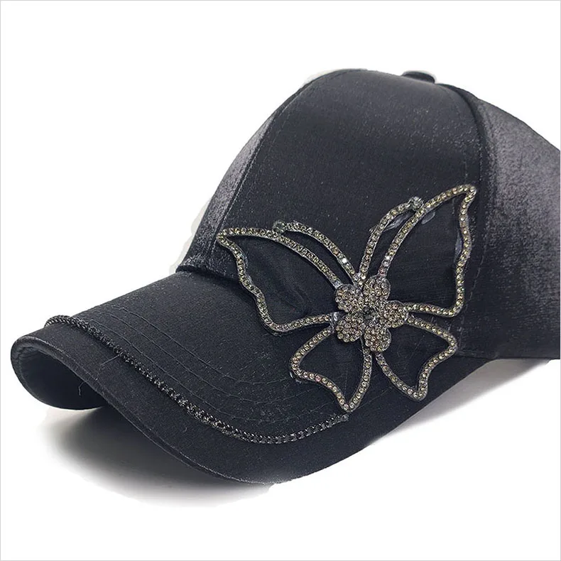 Summer Women Rhinestone Baseball Caps For Girl Female Adjustable Hip Hop Fashion Sequins butterfly Snapback Hats