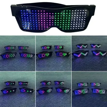 

Magic Bluetooth Led Party Glasses APP Control Shield Luminous Glasses USB Charge DIY App Control Multi-lingual Quick Flash Led