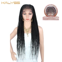 Kanyss 30 дюймов 13x6 ручной Плетеный парик для женщин синтетический кружевной передний черный Твист косички парик с детскими волосами для черных женщин