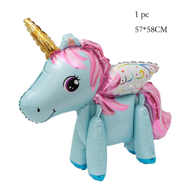 Rainbow Unicorn Balloon Number Foil Globos 1 2 3 4 Years Old Birthday Party Decoration Kid Unicorn Theme Party Wedding Balls Toy style 3