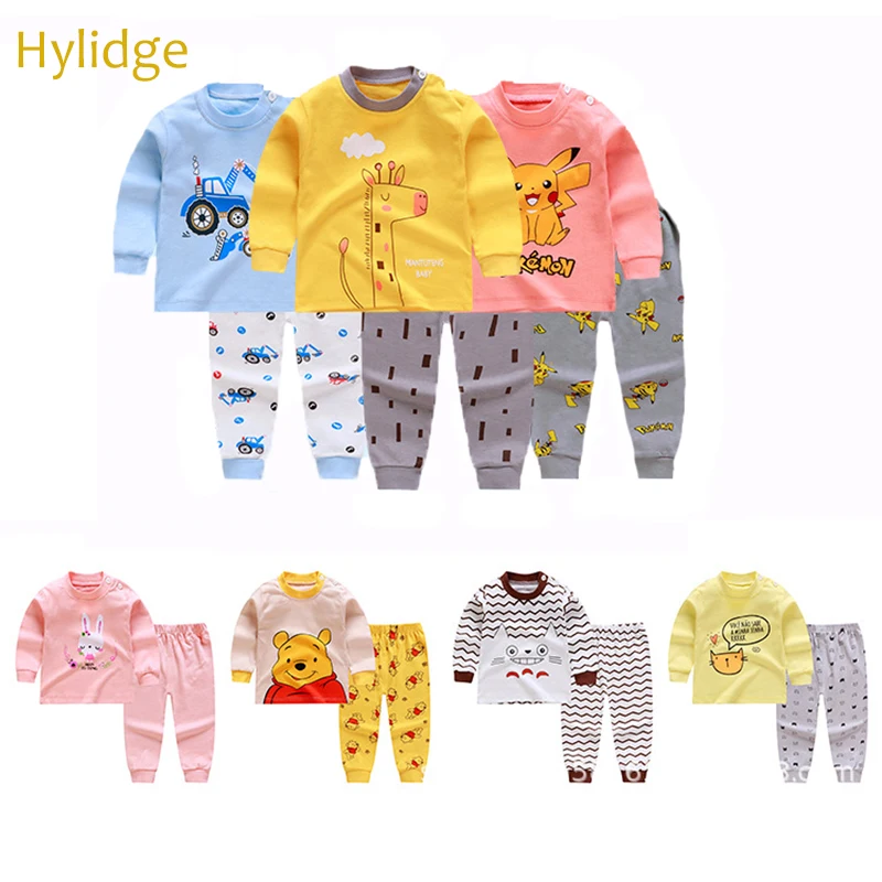 Hylidge/Розовый, Желтый комплект одежды для маленьких мальчиков и девочек; повседневный комплект из 2 предметов; сезон осень-зима; пижамы для малышей; одежда для сна