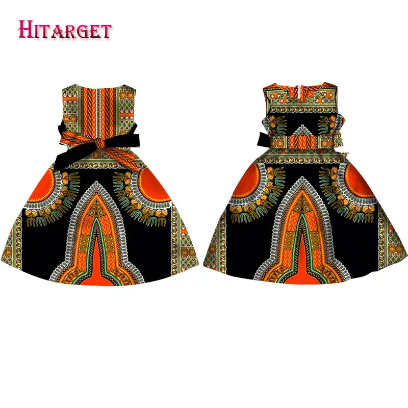 Модные африканские платья для девочек; Vestidos Kanga; одежда с принтом Дашики в африканском стиле; платье трапециевидной формы без рукавов; Java; WYT57