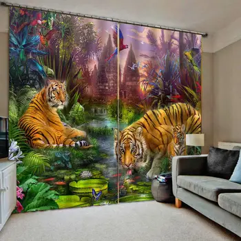 

Tiger curtains 3D Curtain Luxury Blackout Window Curtain Living Room Blackout curtain