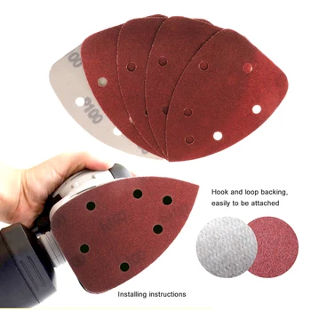 

20 PCS 140*90*mm 6Hole Sanding Sheets Triangle Mouse Detail Sandpaper Hook & Loop Grits Abrasive Sanding Disc For Wood Sanding