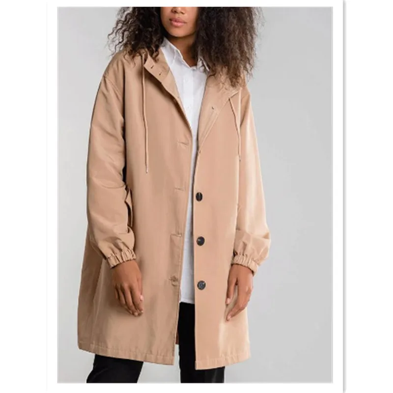 designer puffer coat Autumn Winter Women's Loose Button Casual Jacket Hooded Waist Long Windbreaker Long Sleeve Windproof And Waterproof Jacket down parka