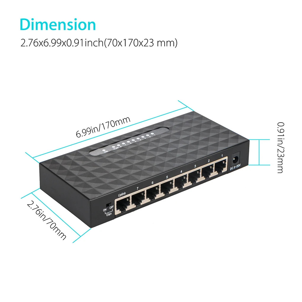8 Порты Gigabit Ethernet 10/100/1000 Мбит сетевой коммутатор Gigabit Lan Hub адаптер Пластик Корпус черный
