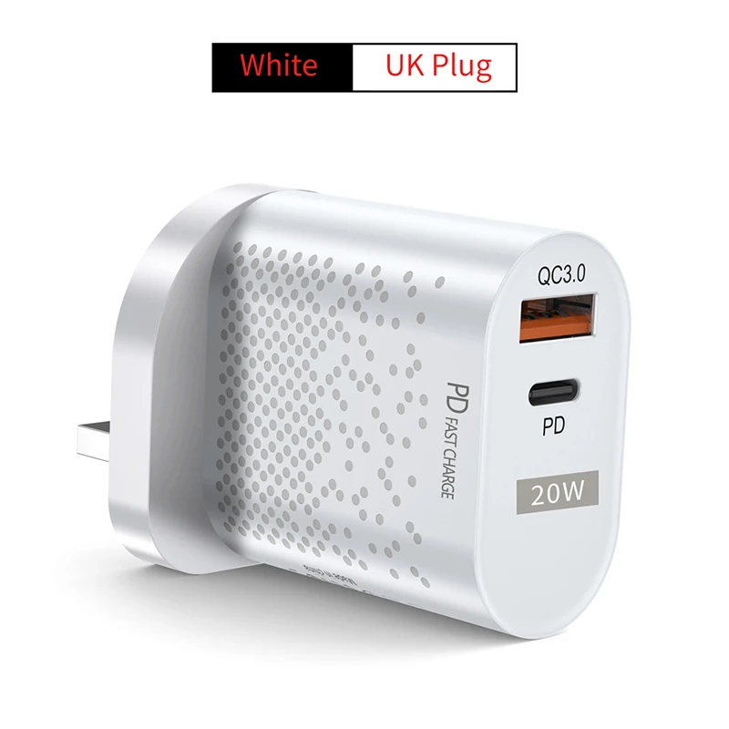 20W PD USB Wall Charger Dual Port USB Type C Fast Charging Adapter QC3.0 Mobile Phone Quick Charger For iPhone 12 11 Xiaomi 11 usb charger Chargers