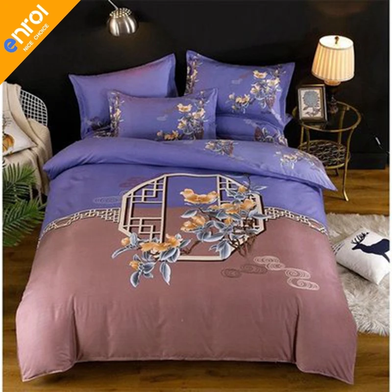 

4pcs Sanding Sheet Cover Graceful Bedspread Fitted Sheet Bedroom Bed Cover Skirt Wedding Housecooling Gift
