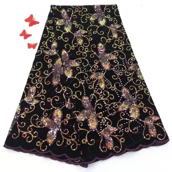 

Madison Sequins Lace Fabric French African Tulle Mesh Lace High Quality Nigerian Velvet Lace Fabric for Wedding Dress