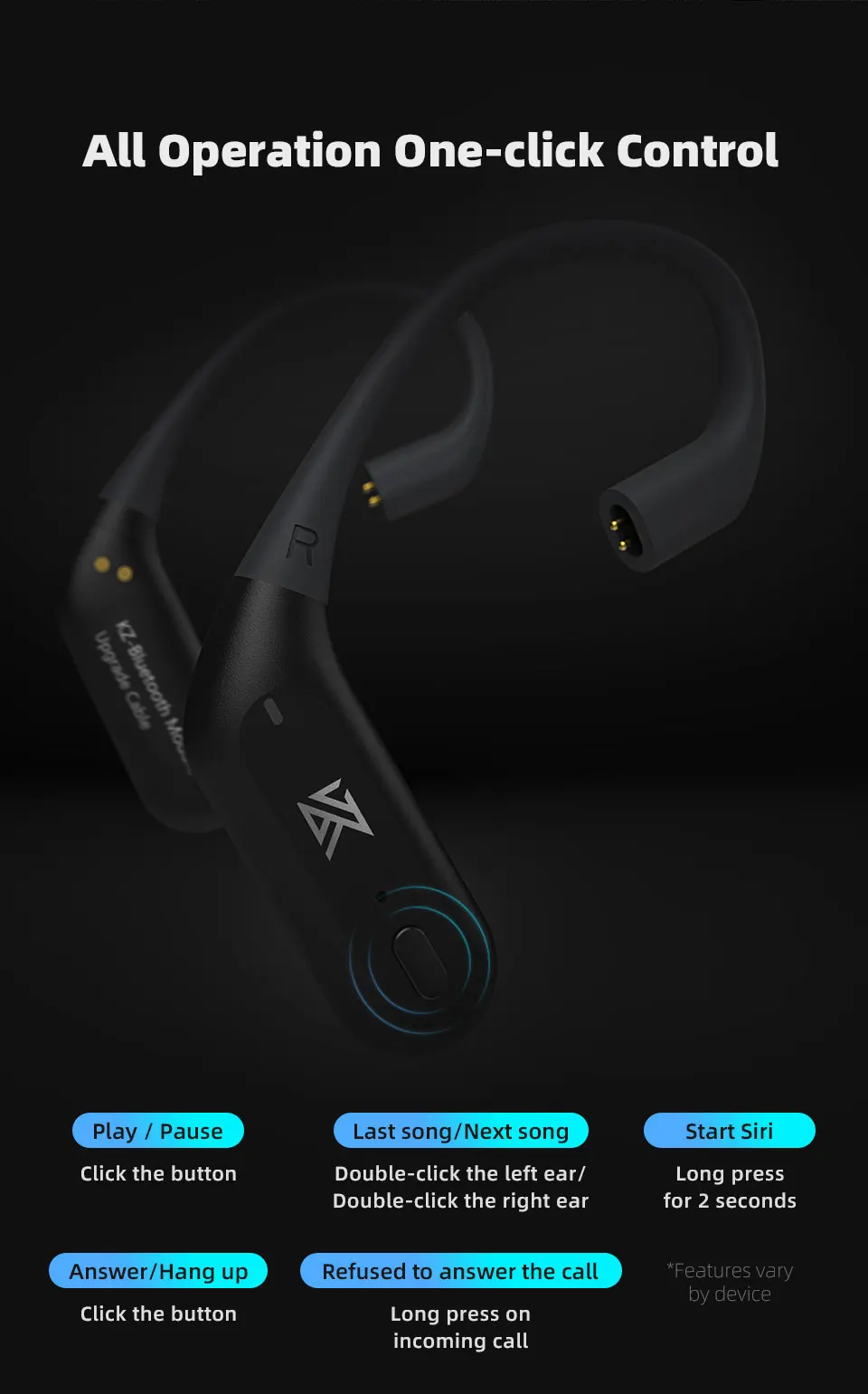 KZ AZ09 Pro Upgrade Wireless Headphones Bluetooth-compatible 5.2 Cable Wireless  Ear Hook B/C PIN Connector With Charging Case