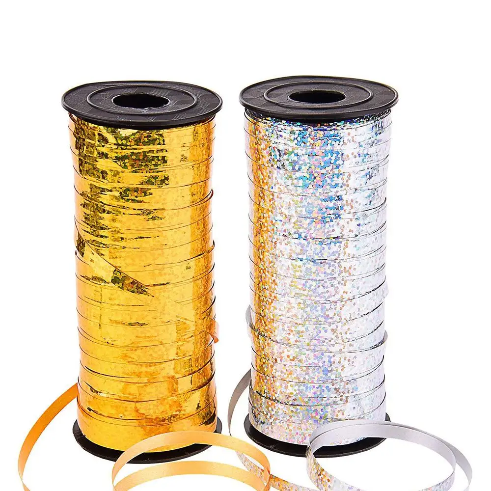100 ярдов вьющиеся лазерные пластиковые шары ленты Свадебные комнаты макет