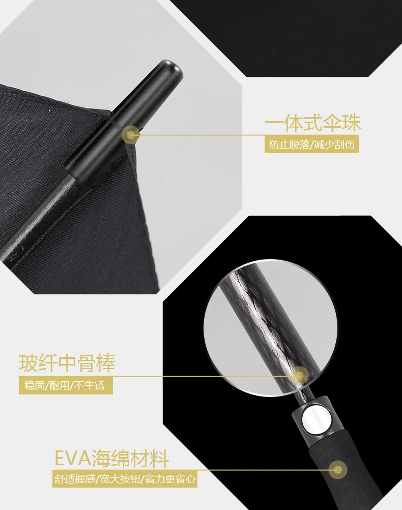 Ultra-Double Layer Windproof Large Size Golf Umbrella Long Umbrella Men And Women Double Reinforced Automatic NC Fabric Glass Fi