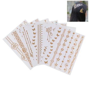 

1PCS Flash Leaf Bracelet Gold Metallic Tatoo Temporary Sexy Women Hair Wrist Body Art Jewelry Tattoo Sticker