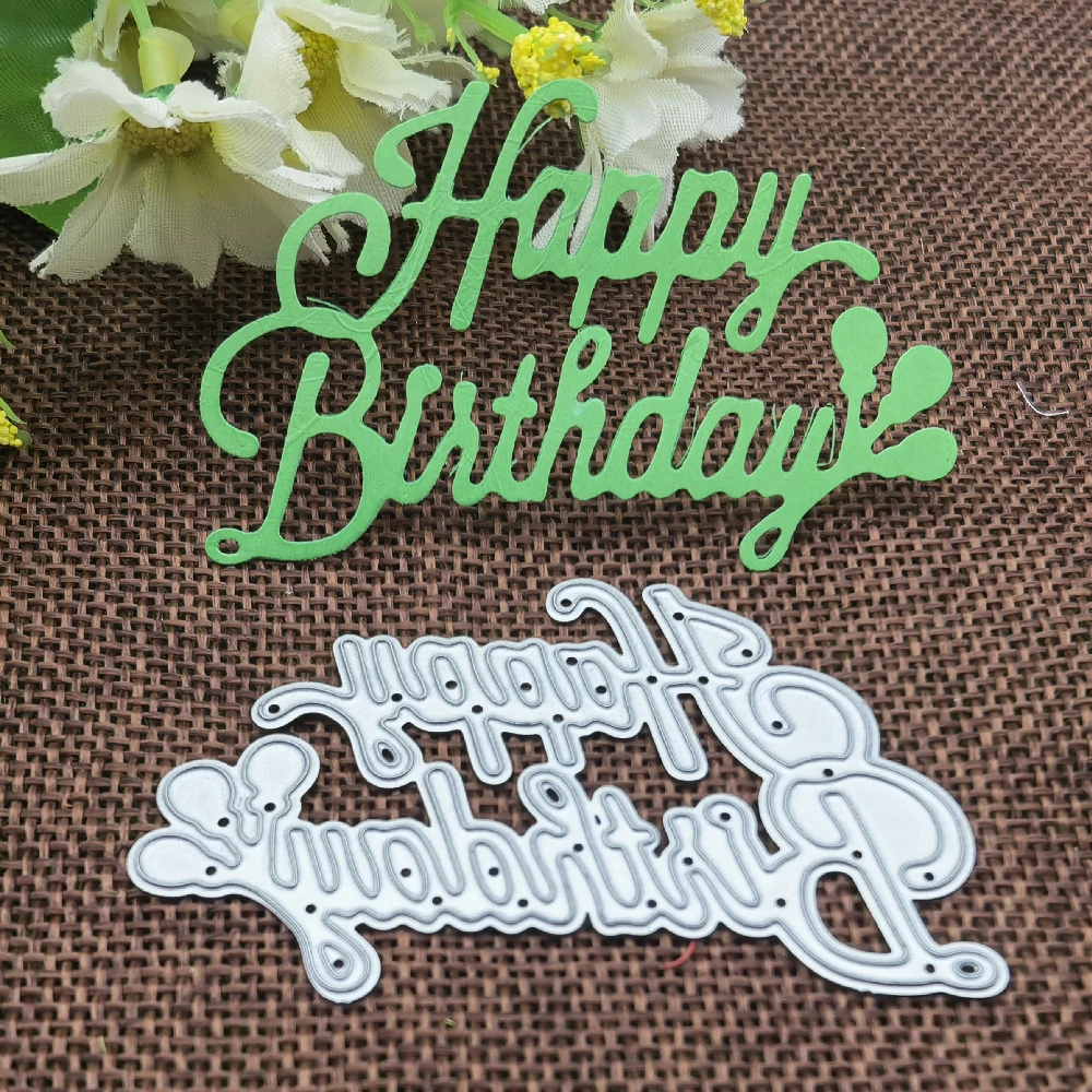 New Beautiful Wish Letters Happy Birthday Metal Cutting Muore Stencil Scrapbooking Photo Album Card Paper Embossing Craft Diy Die