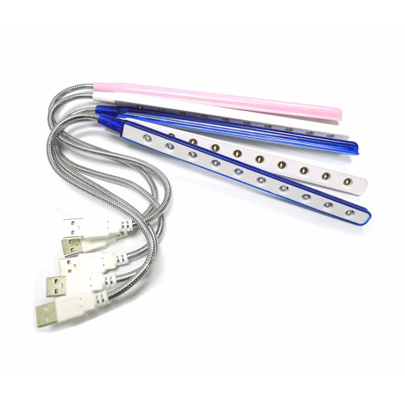 FFFAS Новый Модный USB СВЕТОДИОДНЫЙ Ночник 10 светодиодов гибкий 7 цветов для ноутбука