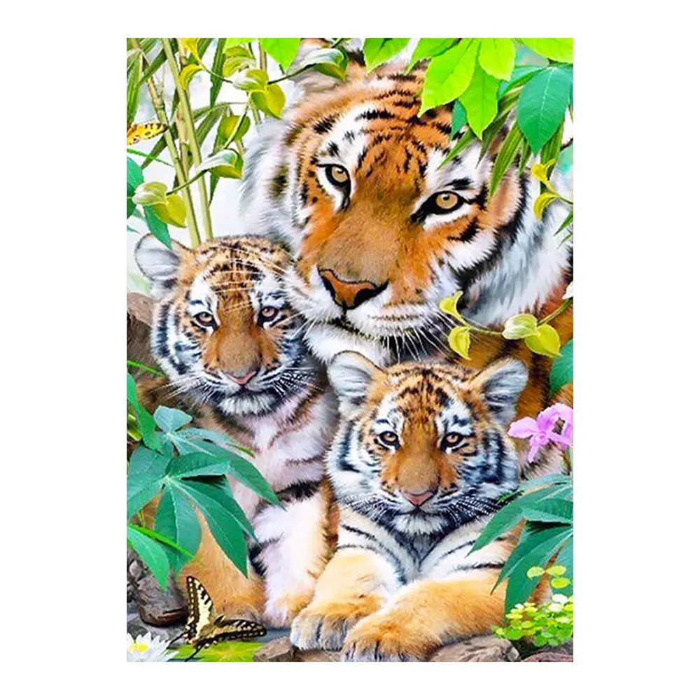 Тигр мать и сын животное Алмазная картина Полный Круглый Новый DIY наклеивающийся