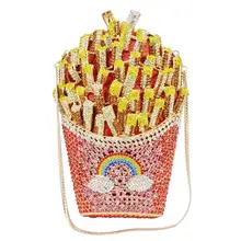 Новейший дизайнер, клатч с чипсами картофеля фри, женская вечерняя сумочка с кристаллами, сумочка со стразами, свадебная сумочка, сумочка для невесты, A27