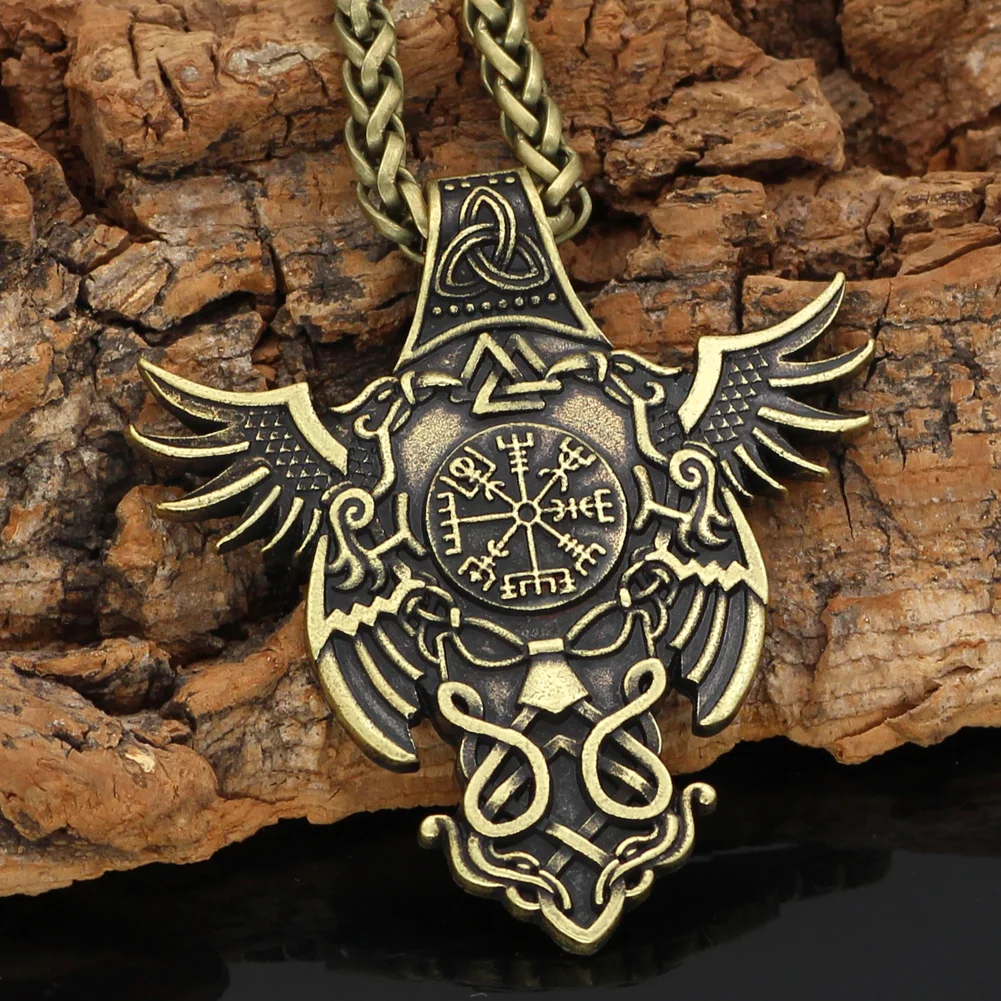Норвежский викинг Huginn и Muninn valknut Vegvisir Подвеска Ожерелье викингов ювелирные