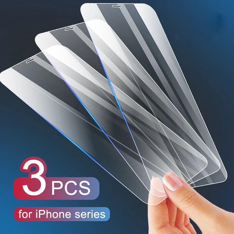 3PCS Protective Glass on For iPhone 11 12 Mini Pro Max screen protector Tempered glass 6 S 7 8 Plus X XR XS | Мобильные телефоны и