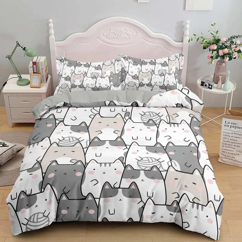 Cartoon Cat Comforter Bedding Set Cartoon Cat Duvet Cover Set 3d