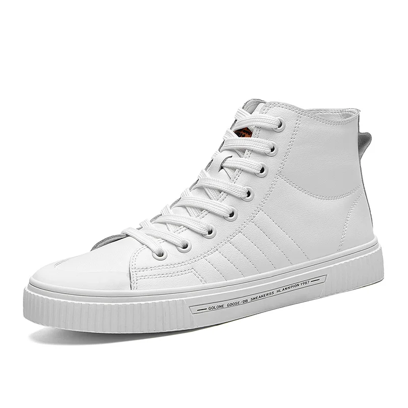 S2932 White SUROM/повседневная кожаная обувь высокого качества мужские осенние уличные ботильоны Мужские ботинки в стиле ретро нескользящая Мягкая удобная мужская Обувь На Шнуровке Для Взрослых - Цвет: S2932 White