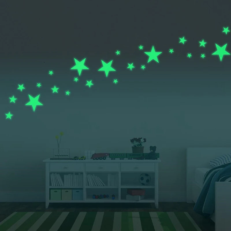 100 шт./компл. светится в темноте звезды светящиеся наклейки светящиеся игрушки роман для детей светильник звезды флуоресцентный вечерние светящаяся игрушка