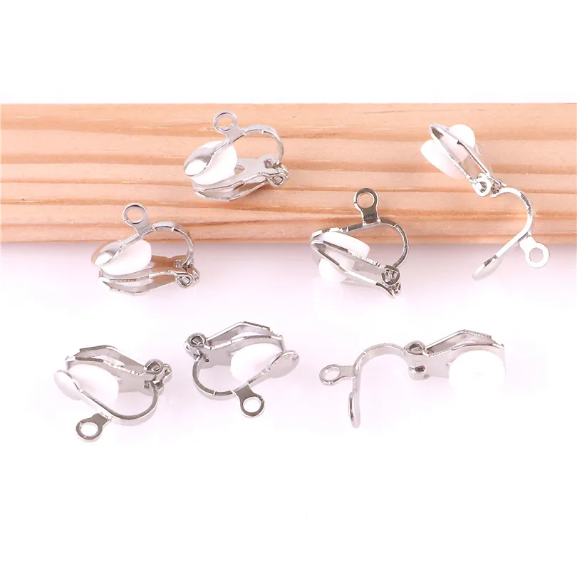 

50pcs Clip-on Earring Converter Earring Findings For No Pierced Ears Earring Making Accessories Silver plated 23204