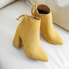 Женские ботильоны женские осенне-зимние ботинки женская обувь на высоком каблуке однотонная теплая Повседневная обувь с острым носком на молнии#816