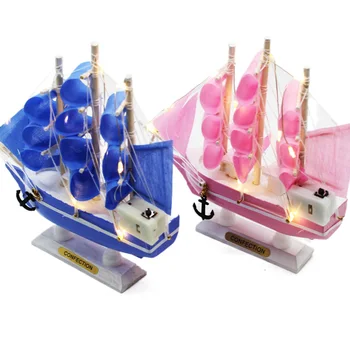 

Nautical Wooden Sailing Boat Ship Wood Crafts Handmade Retro Ship Model Wood Decoration Sailboat Birthday Gift kids Home Decor