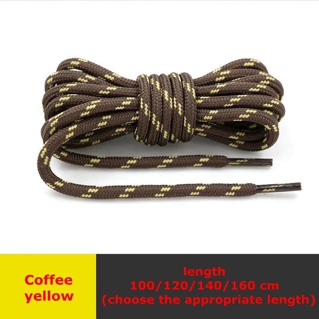 1 Pair High Density Weaving Shoe Laces Round Fine Texture Shoelaces Outdoor Leisure Sneakers Boot Shoelace 100/120/140/160CM Coffee yellow
