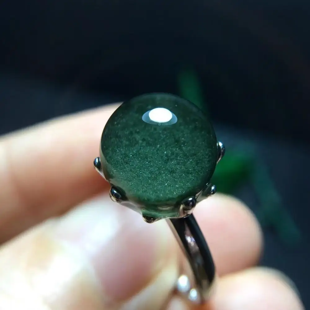 

Genuine Natural Green Phantom Quartz Crystal Adjustable Ring 11mm Round Ball Sphere AAAAA Garden Ring Jewelry Drop Shipping