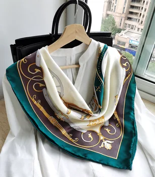 

Women's 100% Pure Silk 12mm Printed Big Square Scarf Wrap Kerchief 88cm 34.5" WX001