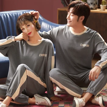 

Plaid Print Couple Pajamas Set Autumn and Winte Warm Cotton Women and Men Pyjamas Long Sleeve Sleepwear Men Lounge Pijama