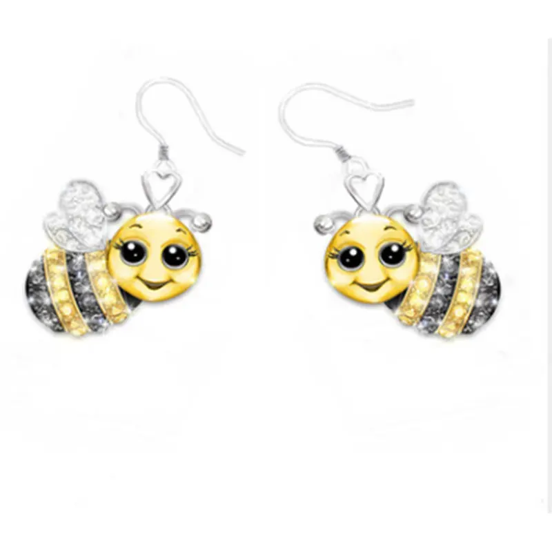 Fashion Cute Bee Earrings for Women White Gold&amp Yellow Gold Color Wedding Engagement Earring Ladies Party Jewelry Dropshipping |