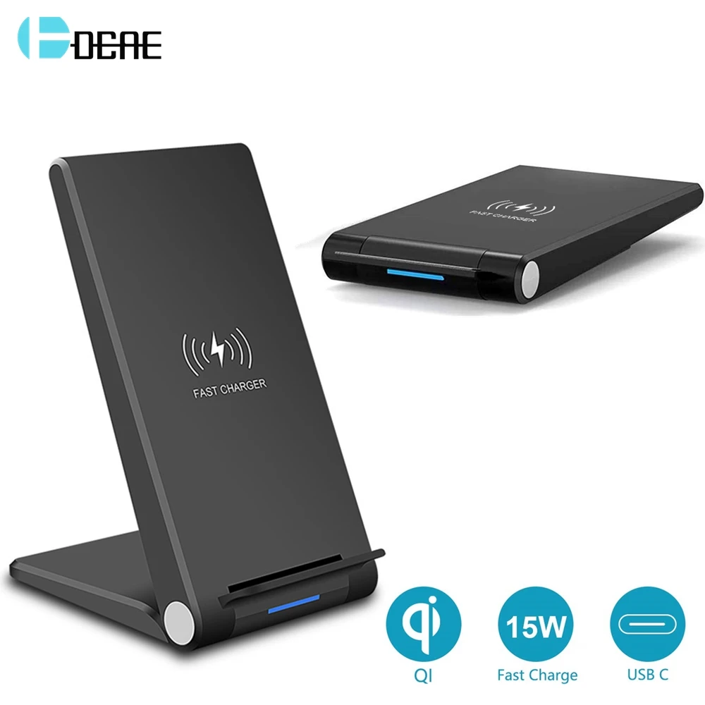 Беспроводное зарядное устройство DCAE 15 Вт подставка для быстрой зарядки QI USB C QC 3 0